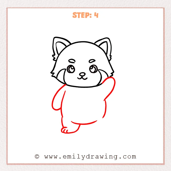 how to draw a red panda - Step 4